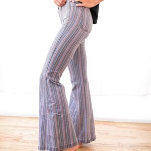 Free People Bell Bottom Striped Pants